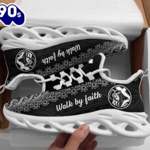 Christian Running,   Jesus Black Walk By Faith Christ Sneakers Max Soul Shoes For Men And Women