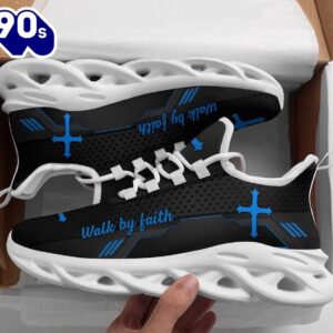 Christian Running,   Jesus Black Walk By Faith Running Christ Sneakers Max Soul Shoes For Men And Women