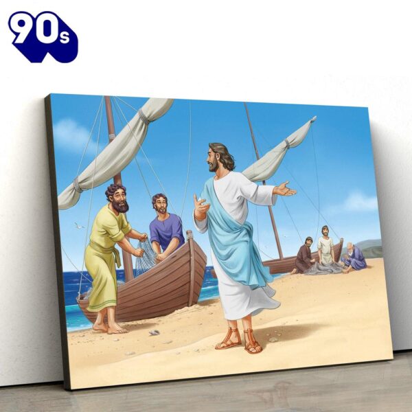 Jesus Calls Peter Jesus Canvas Wall Art  , Christian Gifts Christmas