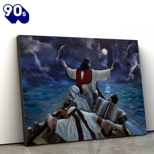 Jesus Calms The Storm Jesus Canvas Wall Art  , Christian Gifts Christmas