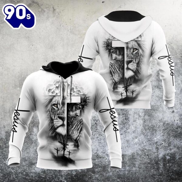 Jesus Christ And Lion Cross God 3D Hoodie