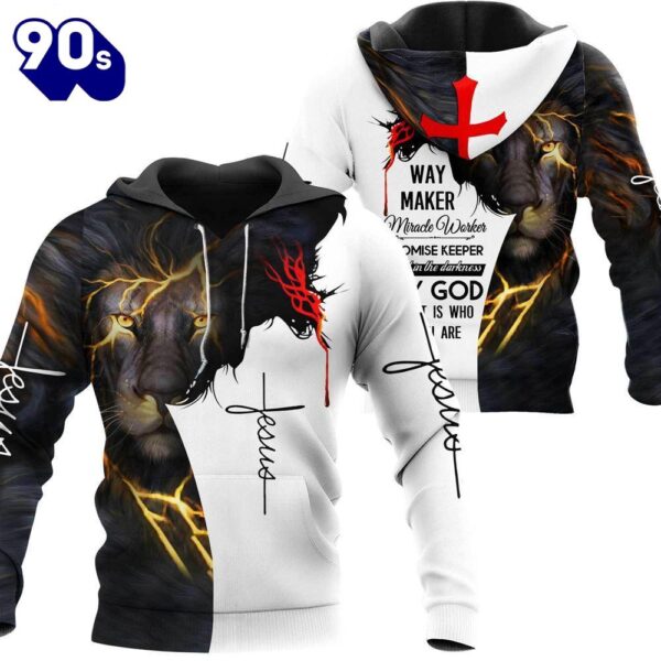 Jesus Christ And Lion Way Maker Miracle Worker God 3D Hoodie