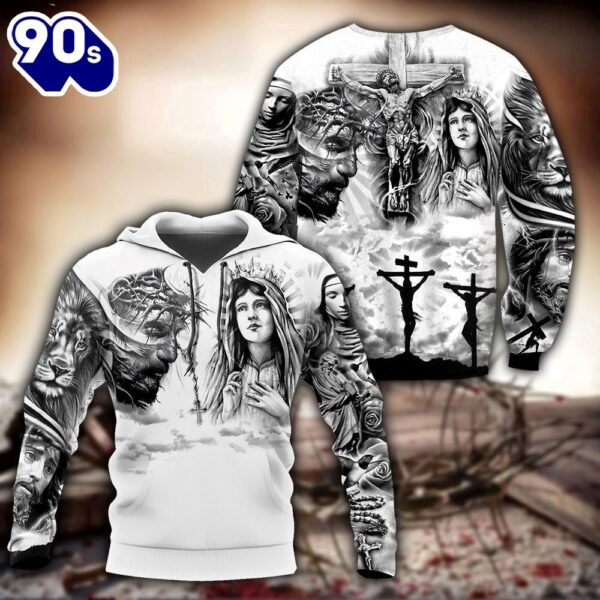 Jesus Christ And Maria Tattoo God 3D Hoodie