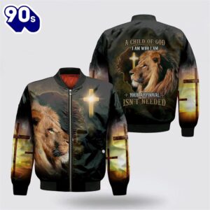 Jesus Christ Lion Cross A Child Of God Bomber Jacket – Jesus Shirt for Men Women Gift Christian