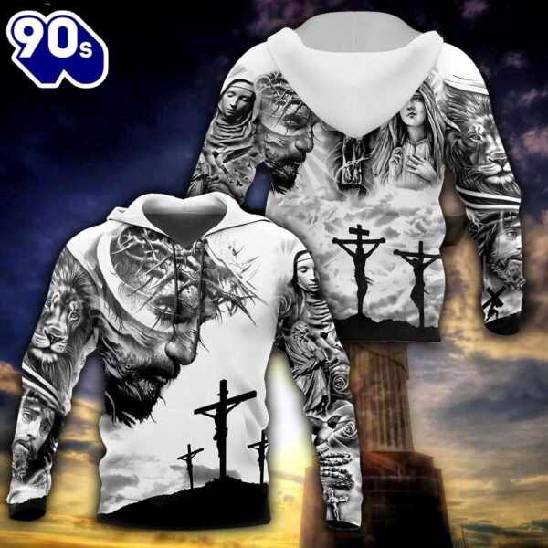 Jesus Christ With God And Mary Tattoo God 3D Hoodie