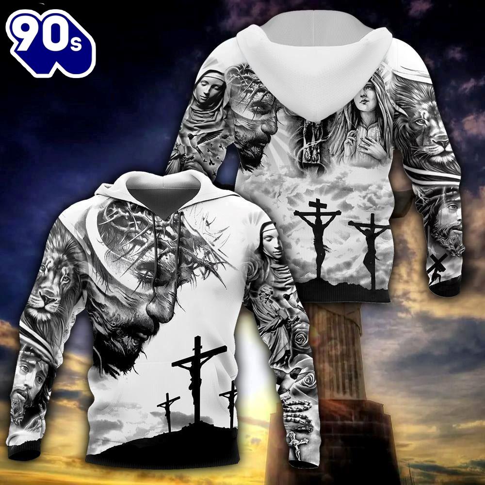 Jesus Christ With God And Mary Tattoo God 3D Hoodie Jesus Christ With God And Mary Tattoo God 3D Hoodie