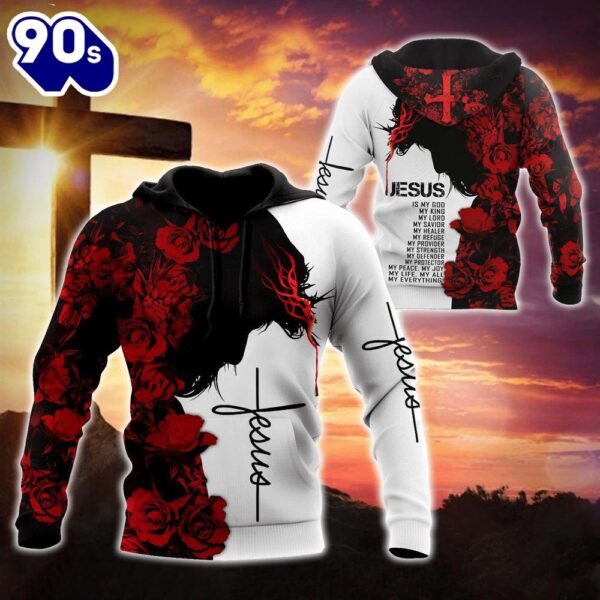 Jesus Christ With Roses Jesus Is My Healer God 3D Hoodie