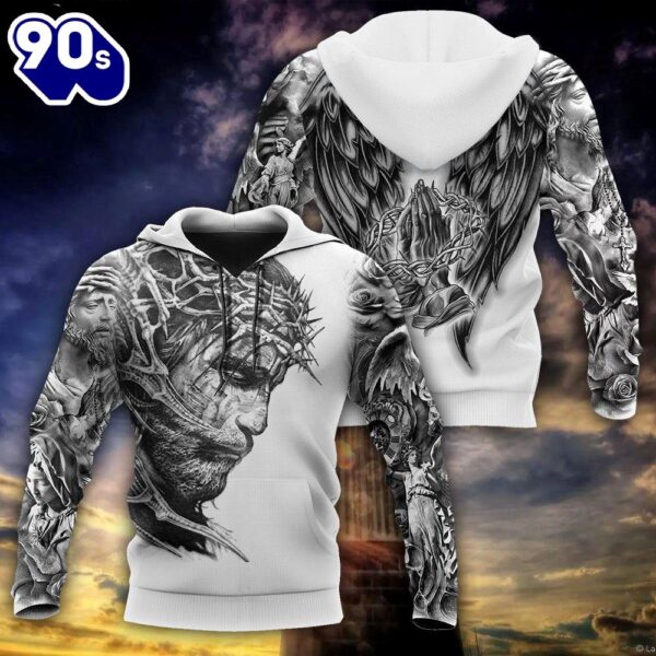 Jesus Christ With Wings Tattoo Hoodie