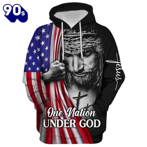 Jesus Christian Flag American, One Nation Under God Hoodie For