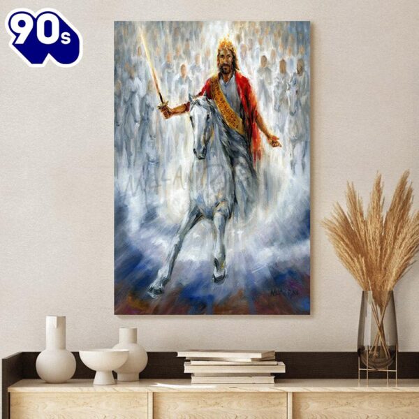 Jesus Coming Back On A White Horse Giclee Christian Jesus Canvas Art  , Christian Gifts Christmas