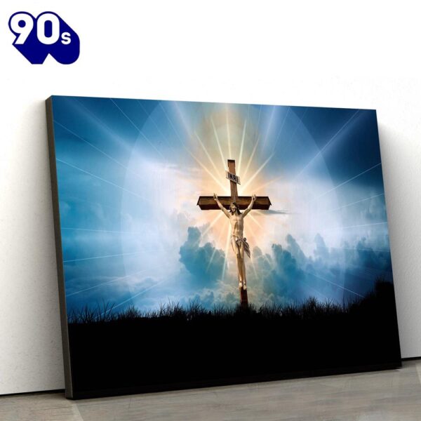 Jesus Cross Haloes Of Light Jesus Canvas Wall Art  , Christian Gifts Christmas