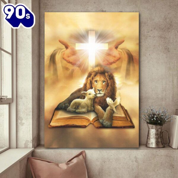 Jesus Cross Lion Of Judah Lamb Of God Dove Of Peace Canvas Posters