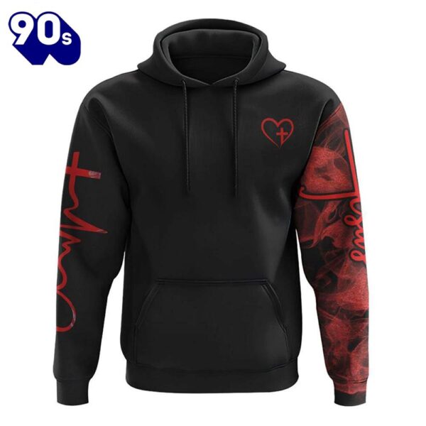 Jesus Cross Red Rose 3D Hoodie