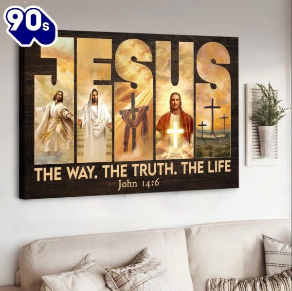 Jesus Cross The Way The Truth The Life Canvas Wall Art