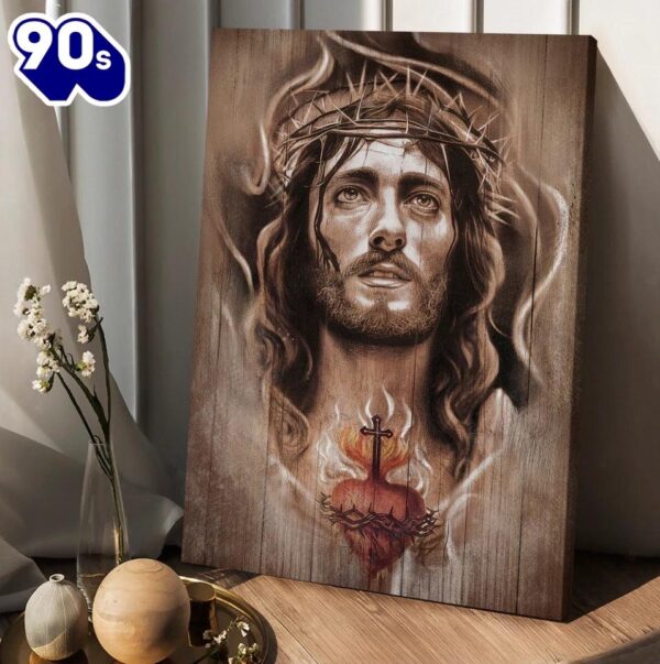 Jesus Crown Of Thorns Heart Cross Canvas Posters
