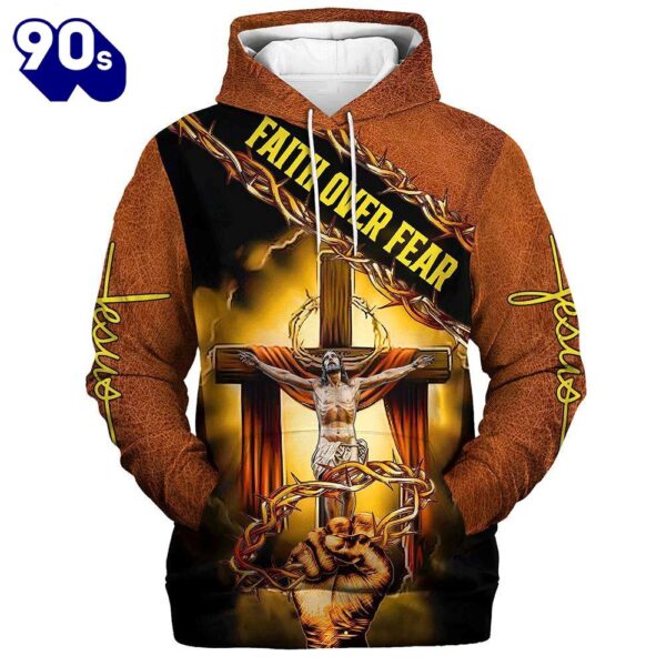 Jesus Crown Of Thorns Hoodie Faith Over Fear Hoodies Jesus Hoodie