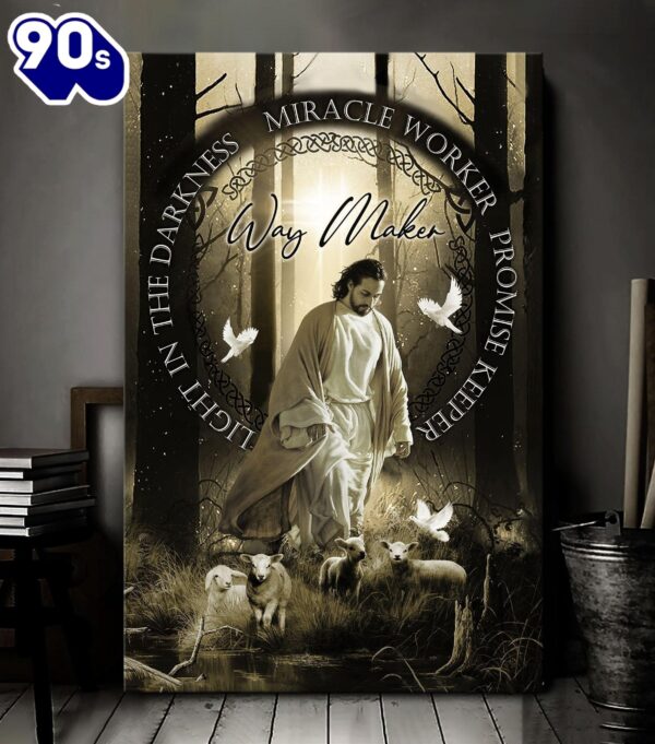 Jesus Doves Lambs Miracle Worker Light In The Darkness Canvas Posters