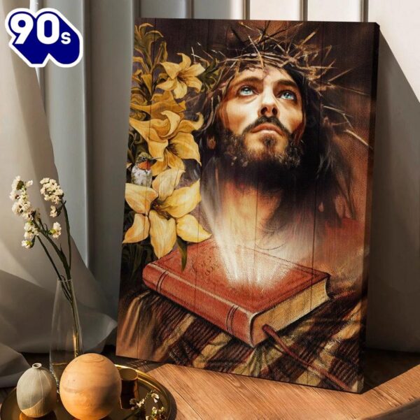 Jesus Drawing Yellow Lily Bible Canvas Posters