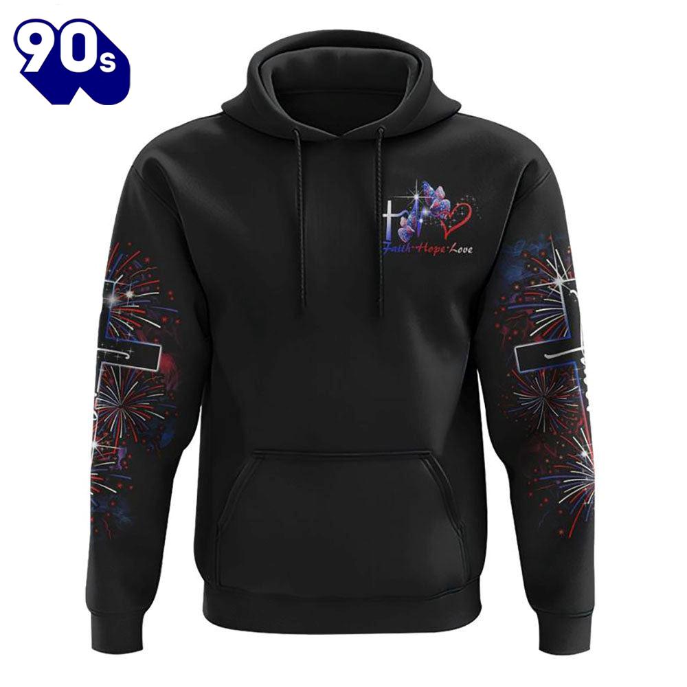 Jesus Faith Over Fear Vintage Watercolor 3D Hoodie