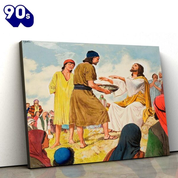 Jesus Feeds 5000 Art Jesus Canvas Wall Art  , Christian Gifts Christmas