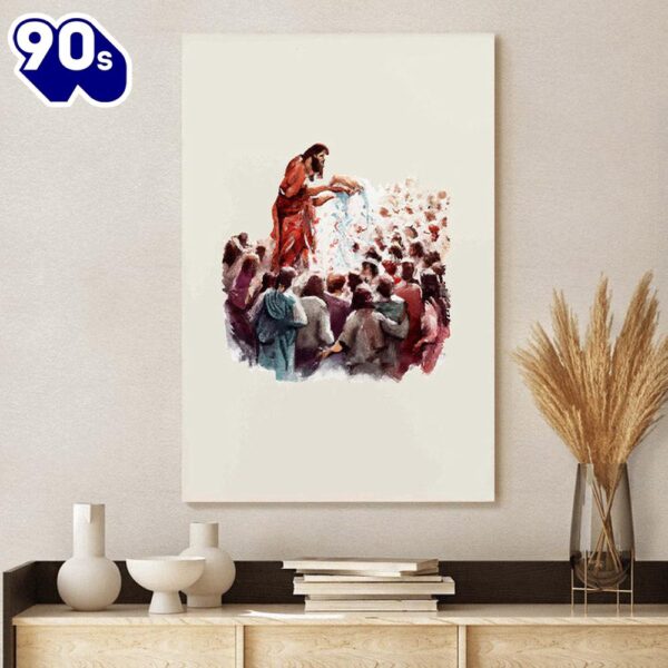 Jesus Feeds the 5000 Modern Christian Watercolor Jesus Canvas Art Christian Wall Canvas , Christian Gifts Christmas