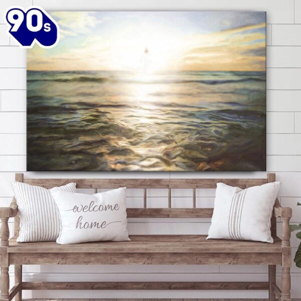 Jesus Glowing And Walking On Water Canvas Art Jesus Christ Pictures Jesus Wall Art , Christian Gifts Christmas