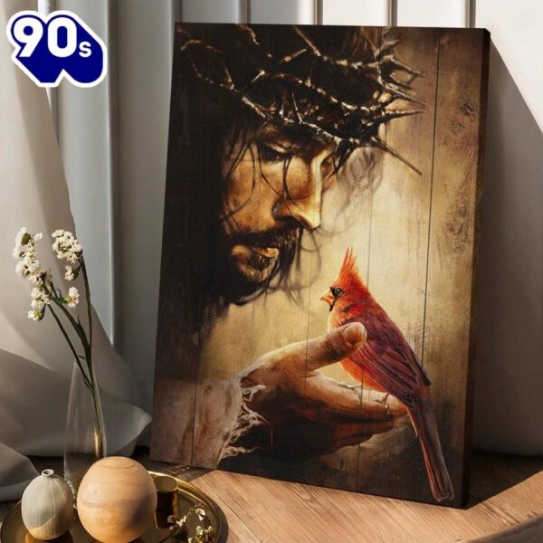 Jesus Hand Red Cardinals Thorn Crown Canvas Posters