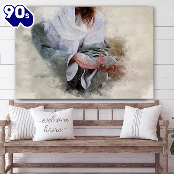 Jesus Holding A Stone Canvas Art Jesus Christ Pictures Jesus Wall Art Christian Wall Decor , Christian Gifts Christmas