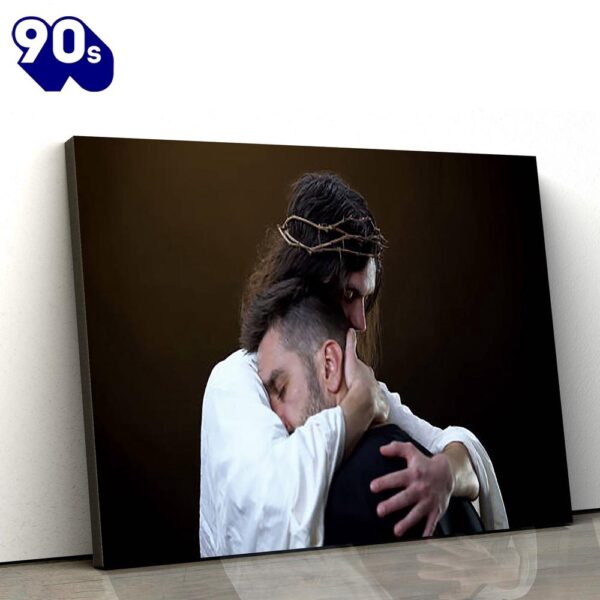 Jesus Holding Man Canvas Pictures Jesus Christ Canvas Art Christian Wall Canvas , Christian Gifts Christmas