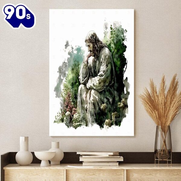 Jesus in Gethsemane in Watercolor Jesus Canvas Art Christian Wall Canvas  Gift For Christmas