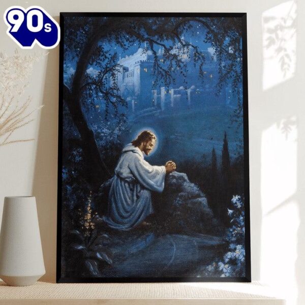 Jesus In The Blue Dark Canvas Posters