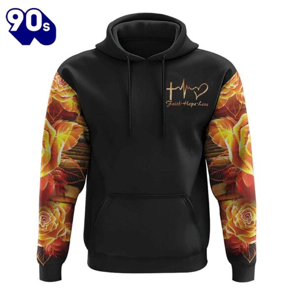 Jesus Is My Savior Books Are My Therapy Gold Faith Cross 3D Hoodie
