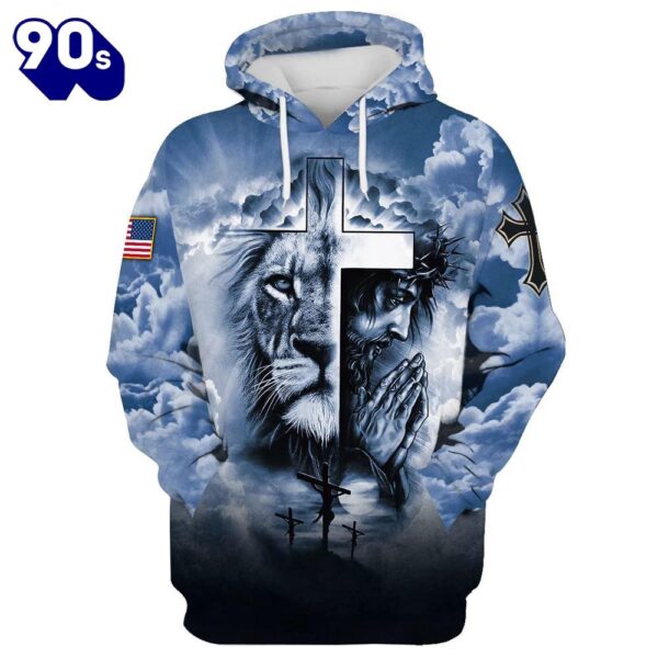 Jesus,  Lion And Cross Hoodie For
