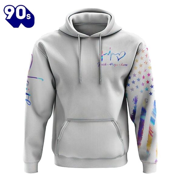 Jesus Lion Cross Colorful Flag 3D Hoodie