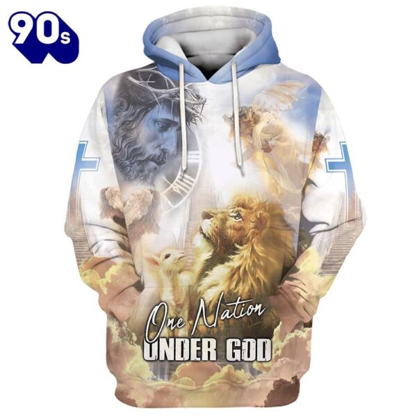 Jesus Lion Lamb One Nation Under God Hoodies Jesus Hoodie