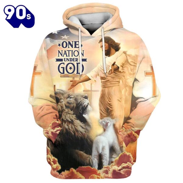 Jesus Lion Of Judah Lamb Of God One Nation Under God Hoodies Jesus Hoodie