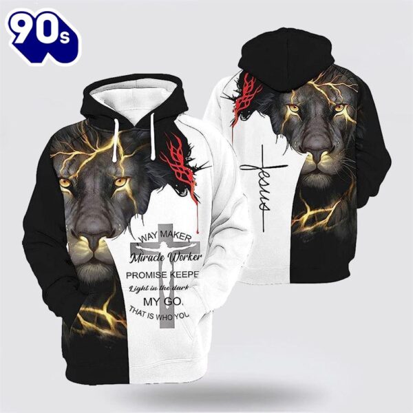 Jesus Lion Way Maker Miracle Worker 3D Hoodies For Women Men