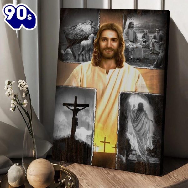 Jesus On The Cross Jesus Drawing Canvas Wall Art