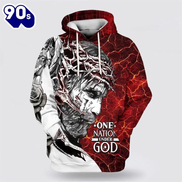 Jesus One Nation Under God 3D Hoodies For Women Men
