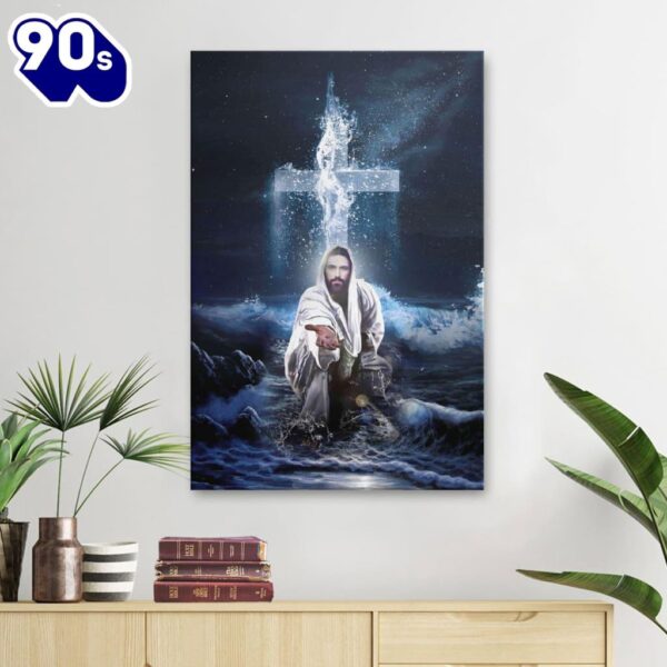 Jesus Outstretched Hands Saves Canvas Wall Art