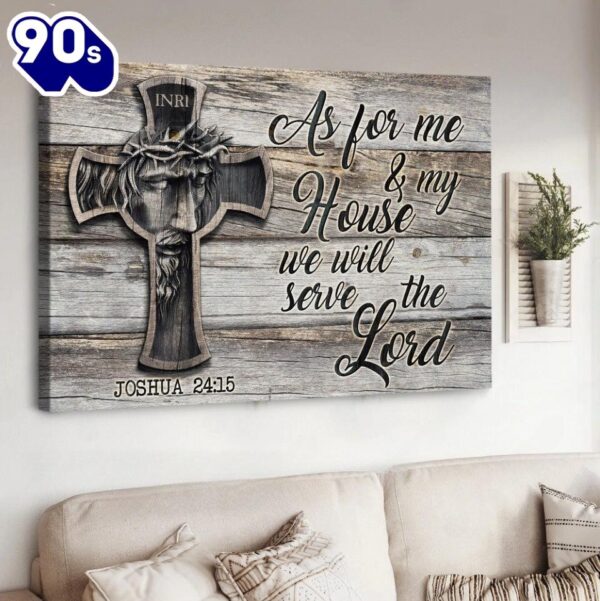Jesus Painting Inri We Will Serve The Lord Canvas Wall Art