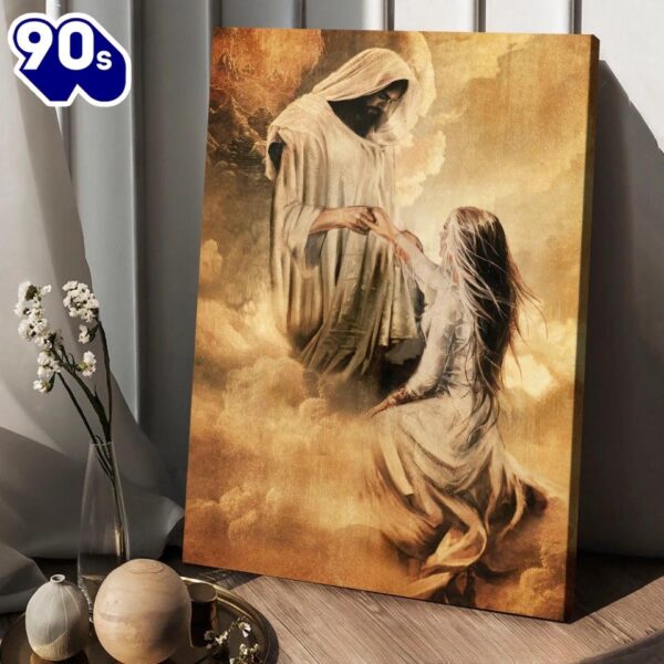 Jesus Painting Jesus And Girl Holding Hand Canvas Wall Art