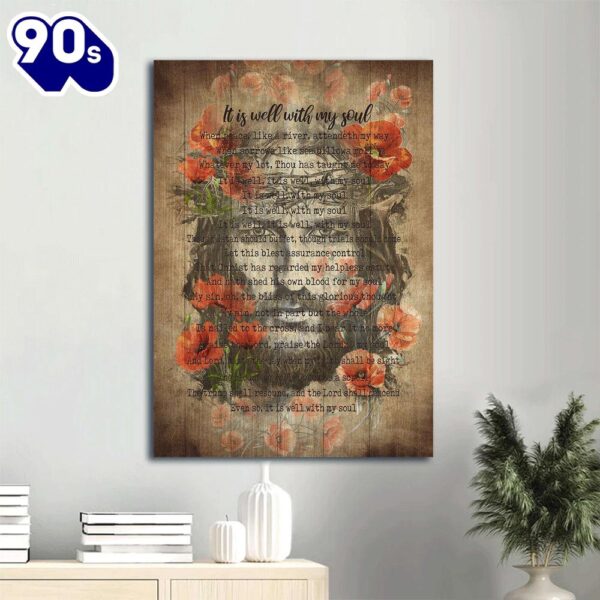 Jesus Painting Old Song Pretty Flowers It Is Well With My Soul Canvas Wall Art