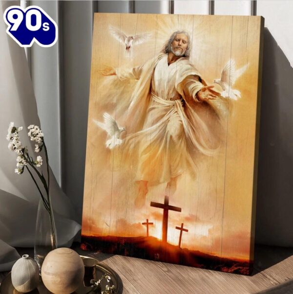 Jesus Painting Pretty Dove Drawing Orange Sunset Canvas Posters Canvas Wall Art