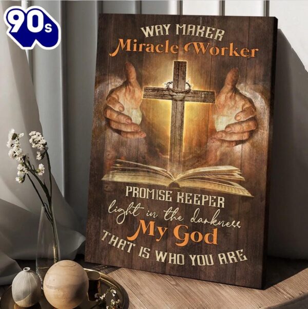 Jesus Pray For Healing Cross Bible Way Maker Miracle Worker Canvas Wall Art
