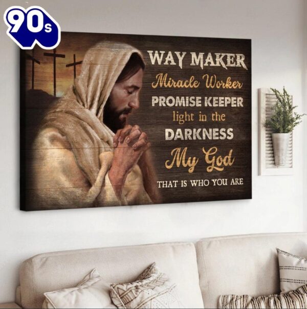 Jesus Praying Way Maker Miracle Worker Canvas Wall Art