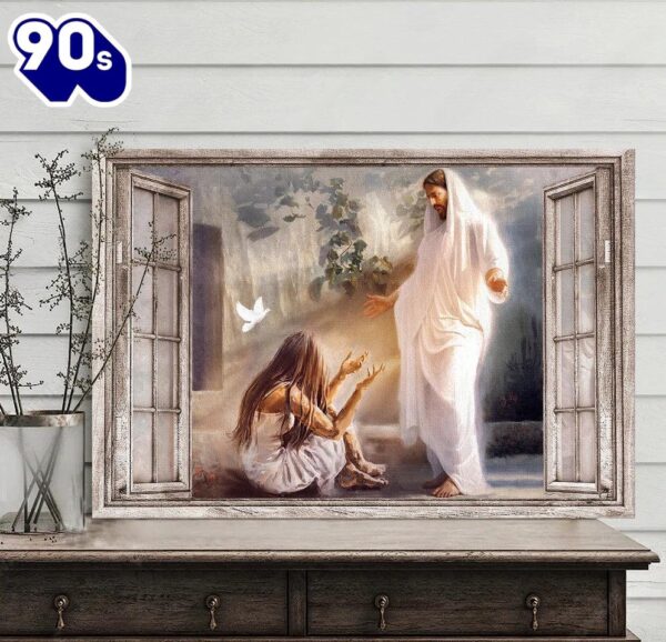 Jesus Saves Miserable Girl God Light Canvas Wall Art