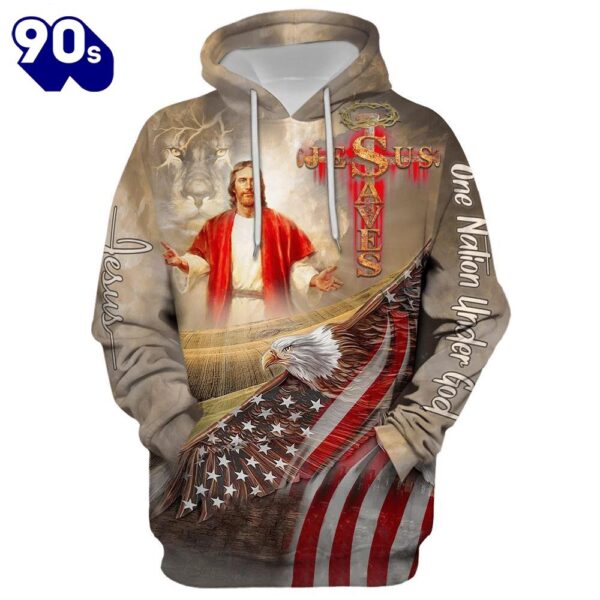 Jesus Saves, One Nation Under God Hoodie For