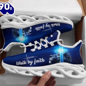 Christian Running,   Jesus – Walk By Faith Running Sneakers Max Soul Shoes For Men And Women