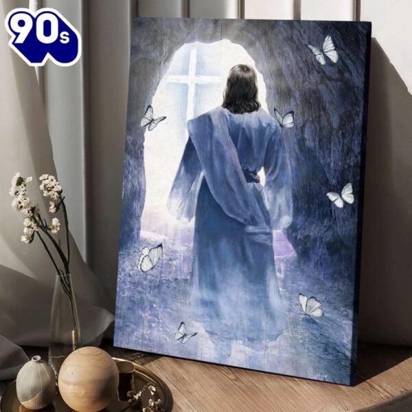 Jesus Walking Butterfly Path To Heaven Cave Painting Canvas Wall Art